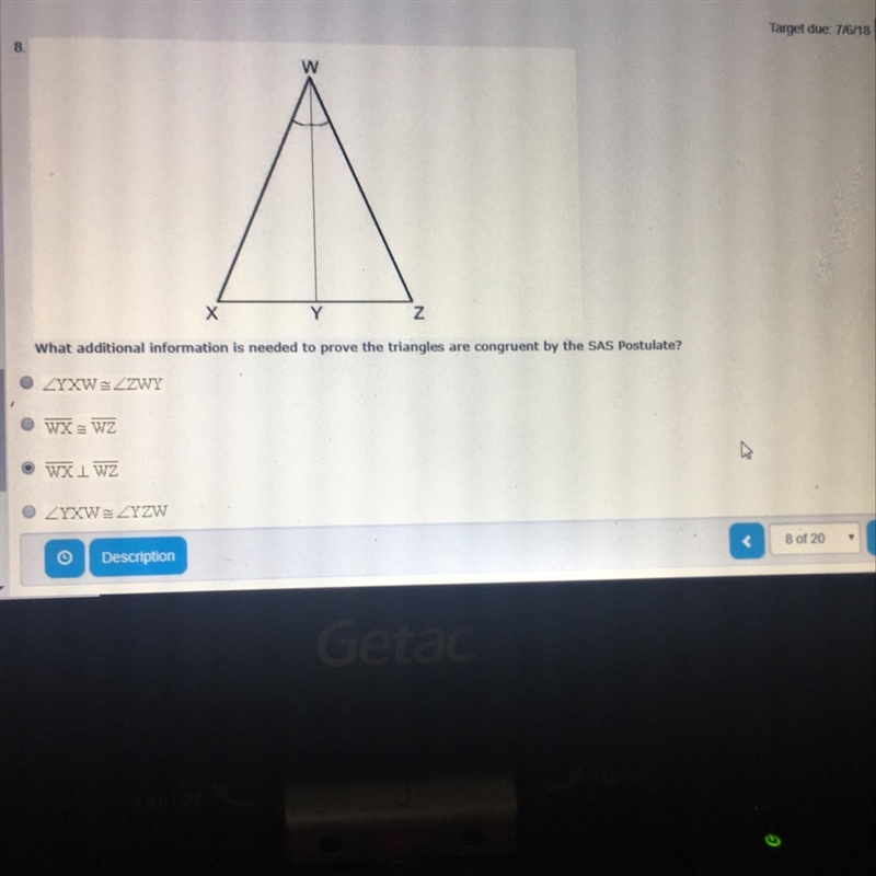 What additional Information needed to prove the triangles are congruent by the SAS-example-1