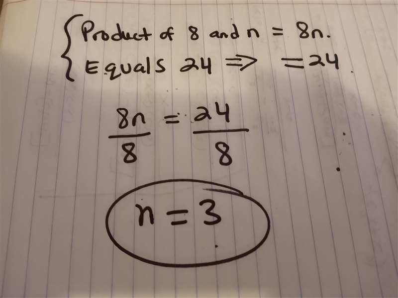 The product of 8 and n is equal to 24-example-1