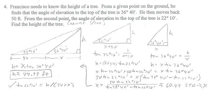 francisco needs to know the height of a tree. From a given point on the ground, he-example-1