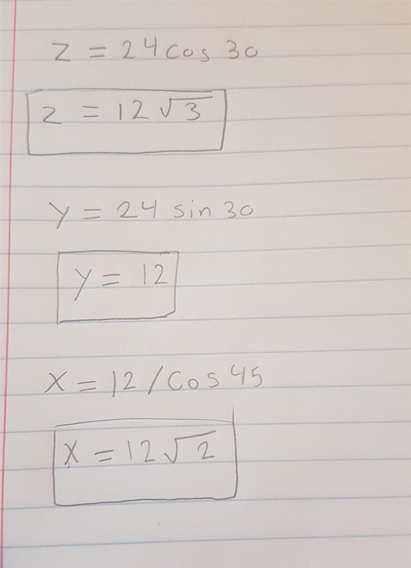 Find the exact value of each variable. x= y= z=-example-1