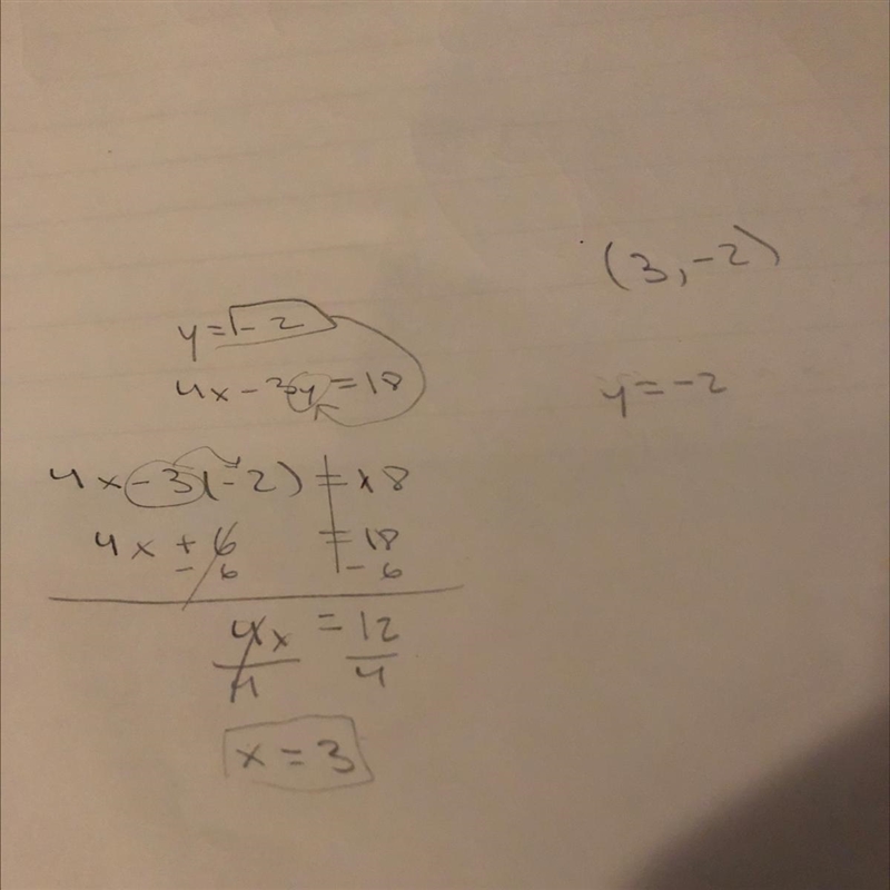 Solve the following system of equations using the substitution method. y = -2 4x - 3y-example-1