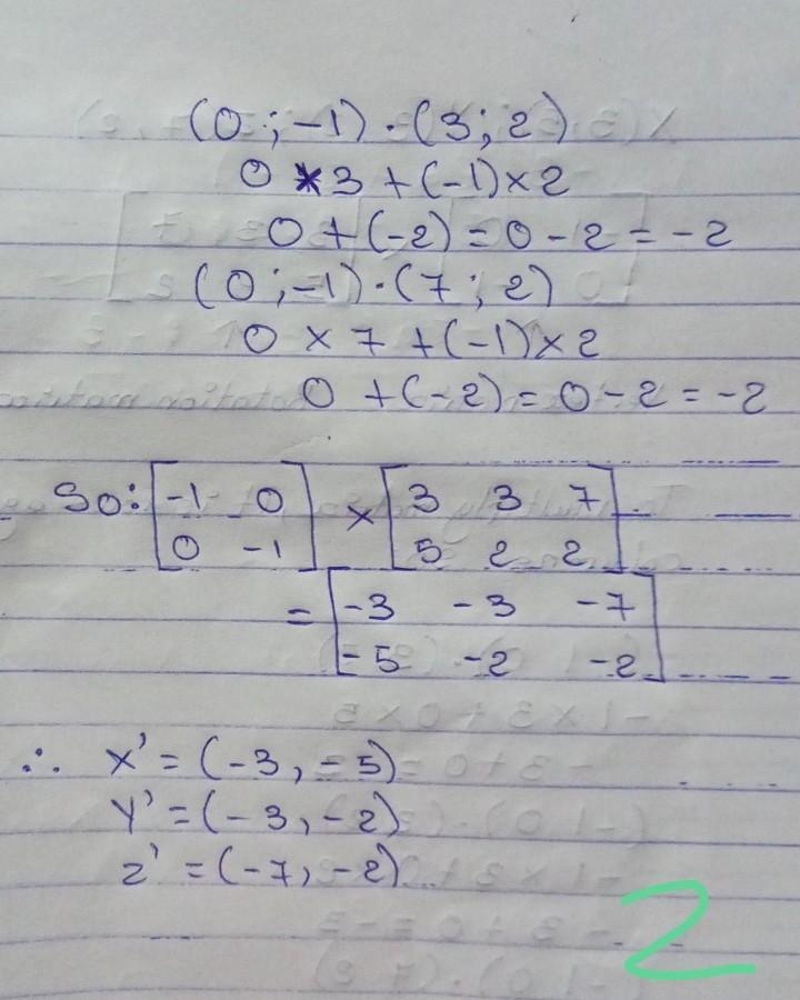 △XYZ has coordinates X ( 3 , 5 ) X(3,5), Y ( 3 , 2 ) Y(3,2) & Z ( 7 , 2 ) Z(7,2). Give-example-1