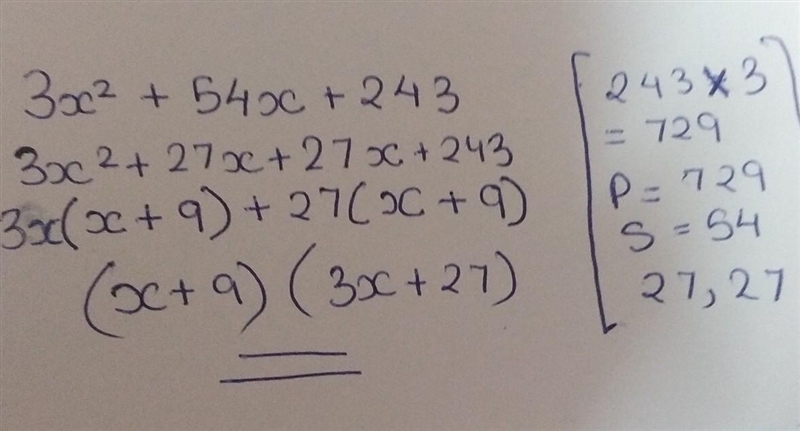 (d) (h) (g) 3x2 + 54x + 243 g Factorize:​-example-1