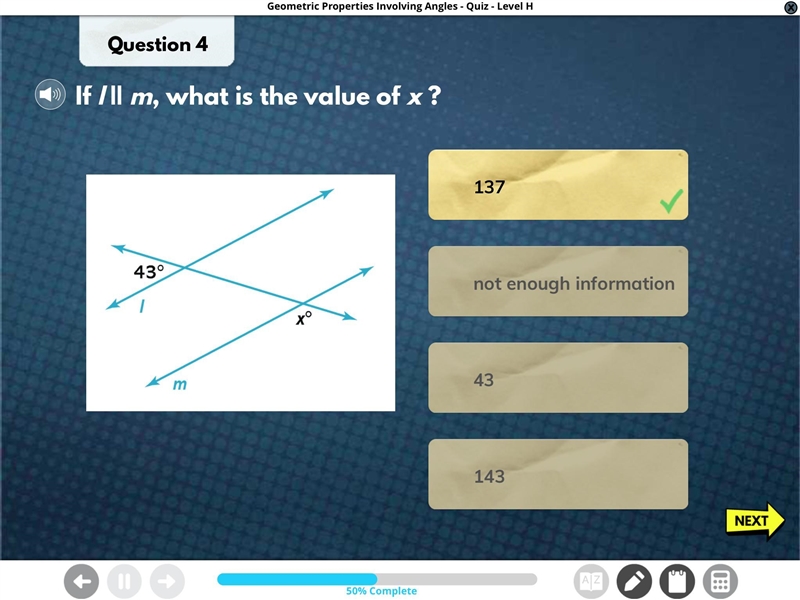 What value of x would make lines land m parallel? 50 150°: 55° 75 xº 105 m 55-example-4