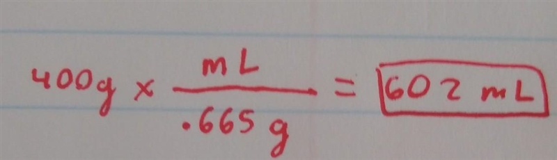 Gasoline is a non-polar liquid that will float on water. 400 grams of gasoline is-example-1