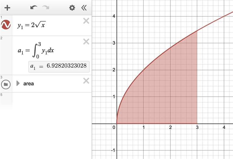 1. Find the area of the finite region enclosed by the curve y=2√x and the lines x-example-1