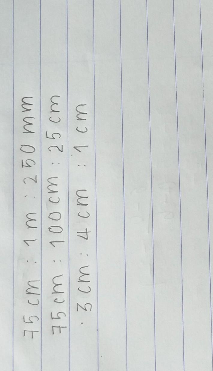 What is the smiplest ratio for 75cm:1m:250 mm​-example-1