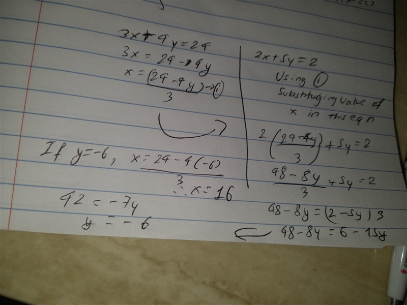 3x+4y=24 2x+5y=2 Please help me with this problem-example-1