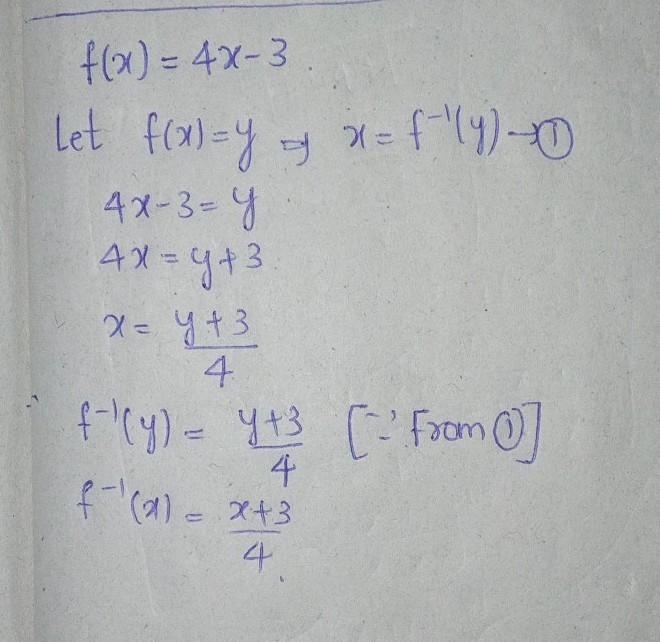 (hi can someone help me with this?) If f(x) = 4x - 3, what is f(x)^-1? a.) x/4 + 3 b-example-1