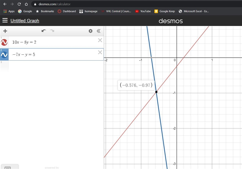 If 10x−8y=2 and −7x−y=5 are true equations, what would be the value of−17x+7y?-example-1