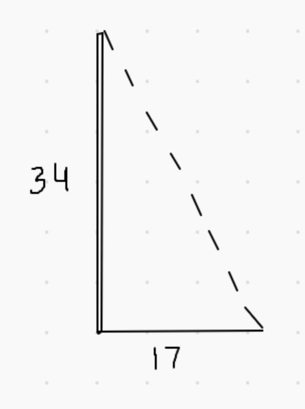 A 34 foot flag pole is casting a shadow that is 17 feet long. How far is the top of-example-1