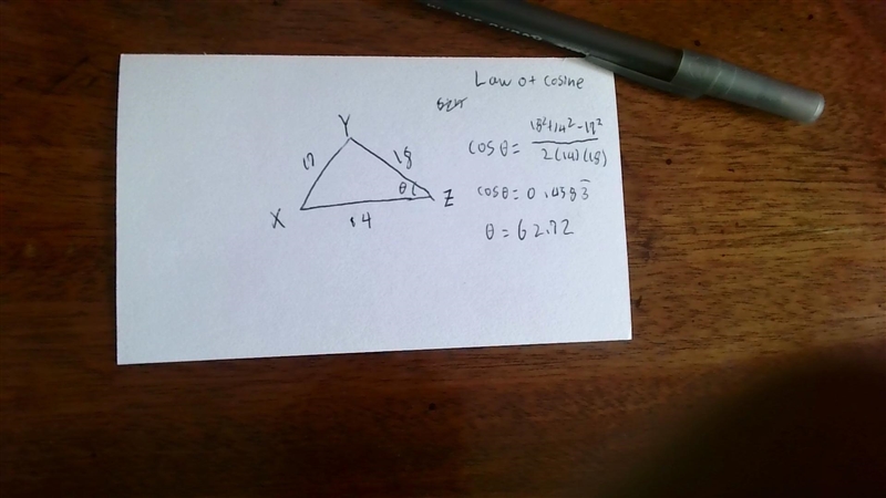 QUESTION 2 In A XYZ, X = 18 cm, y = 14 cm, and z= 17 cm. Determine the measure of-example-1