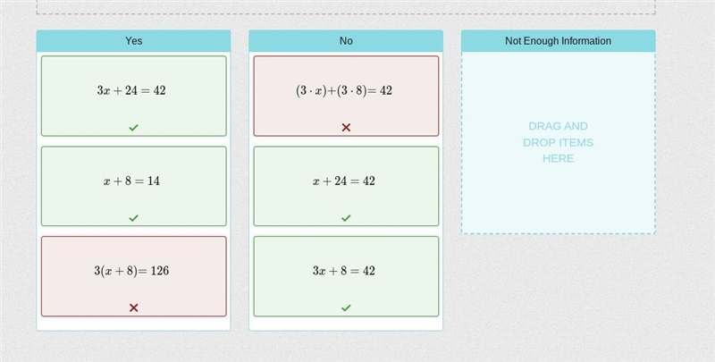 Drag each equation to show if it could be a correct first step to solving the equation-example-1