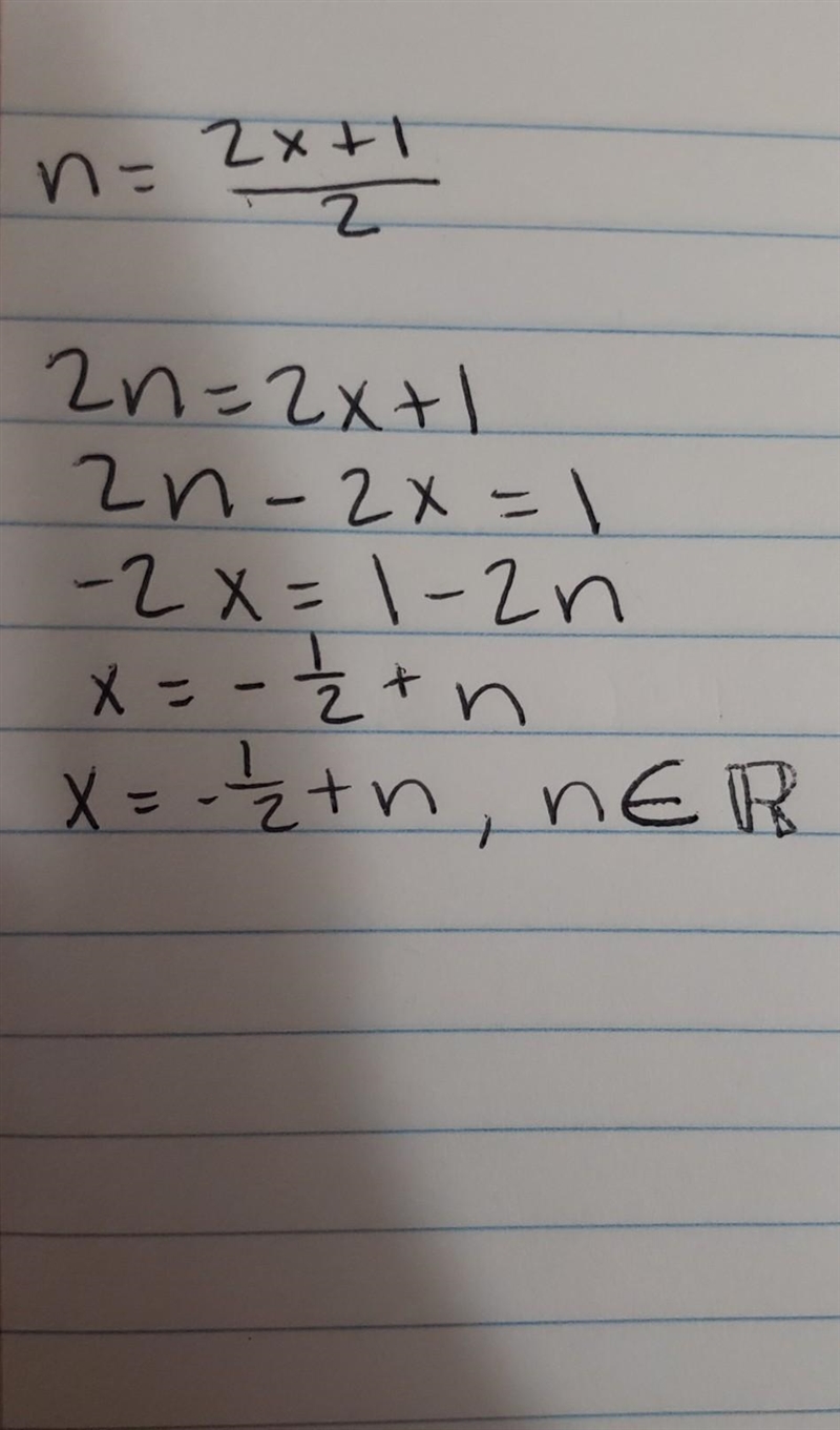 How do you solve this? n=2x+1/2-example-1