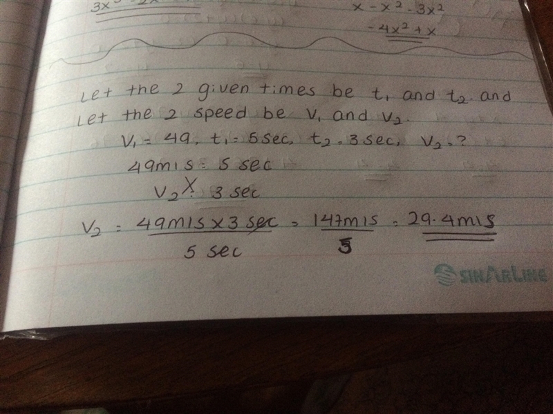 The speed (S) an object falls varies directly with time. If the speed is 49.0 m/s-example-1