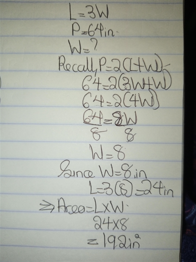 The length of a rectangle is three times its width. If the perimeter of the rectangle-example-1