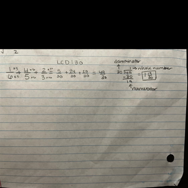 Work out the sum of 1/6 , 4/5 and 2/3 Give your answer as a mixed number in simplest-example-1