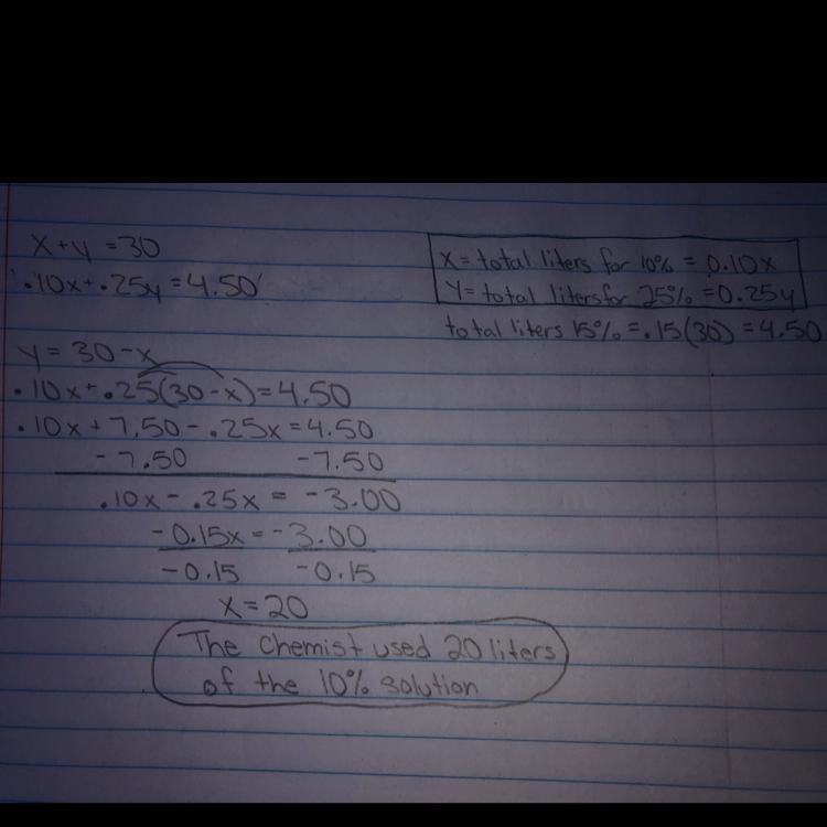 A chemist mixes a 10% hydrogen peroxide solution with a 25% hydrogen peroxide solution-example-1