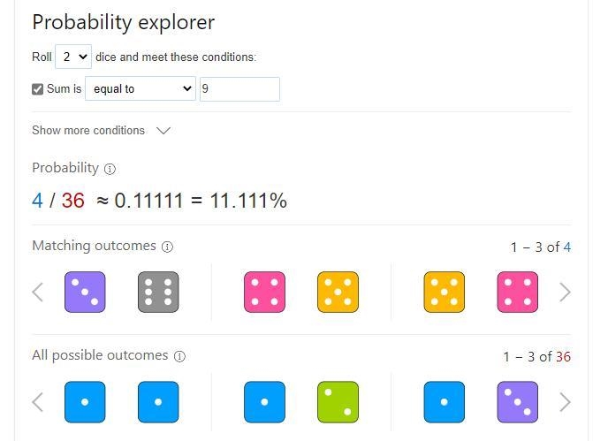 What is the probability of getting a sum 9 from two throws of a dice?-example-1