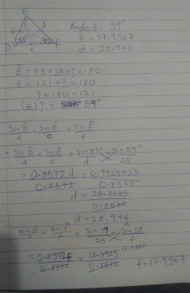 Use the law of sines or cosines to find the remaining sides/angles of the triangle-example-1