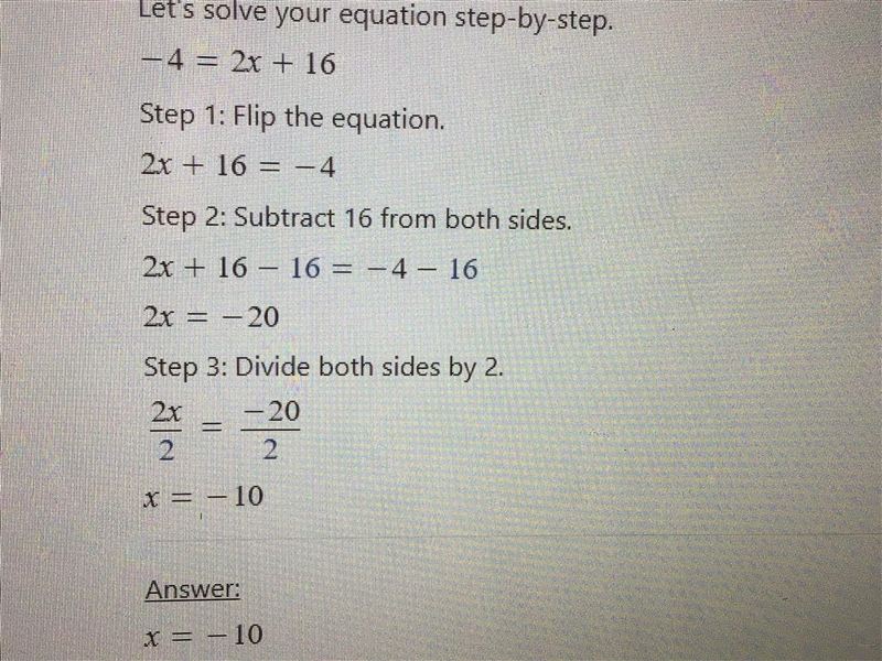 MATH! -4=2x+16 x=____?-example-1