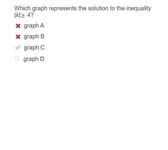 Consider these four number lines of solutions. 4 number lines going from negative-example-1