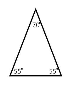 1.Construct or draw an isosceles triangle with one angle measure of 70 degrees. Label-example-1