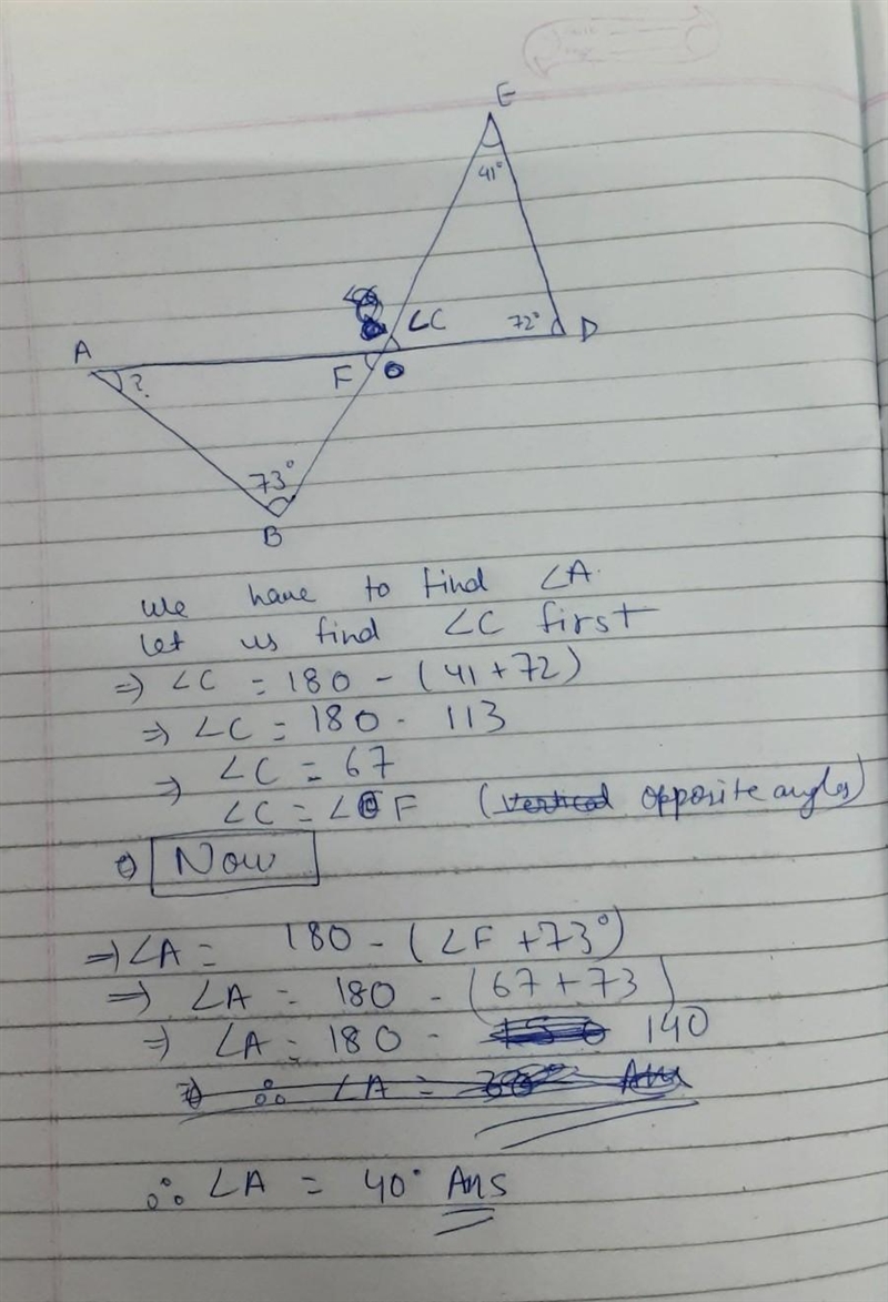 Find the measure of the indicated angle. a. 44° b. 150° c. 40° d. 37° dont say u cant-example-1