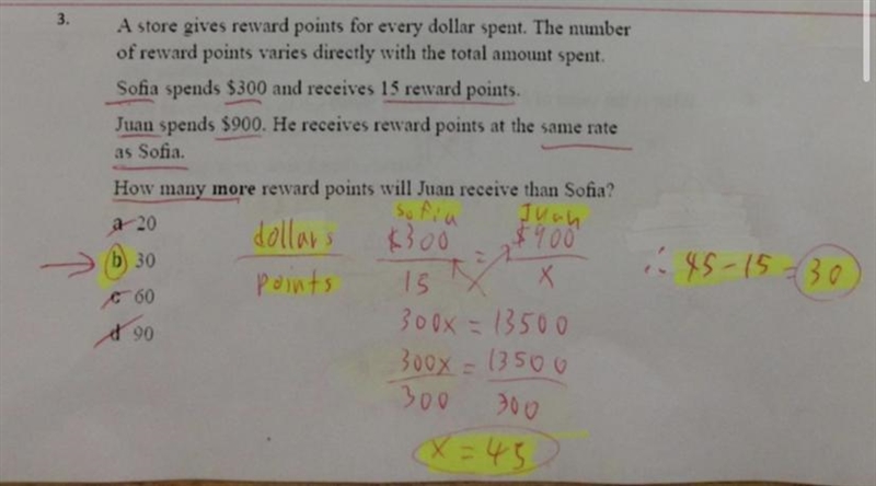 A store gives reward points for every dollar spent. The number of reward points varies-example-1