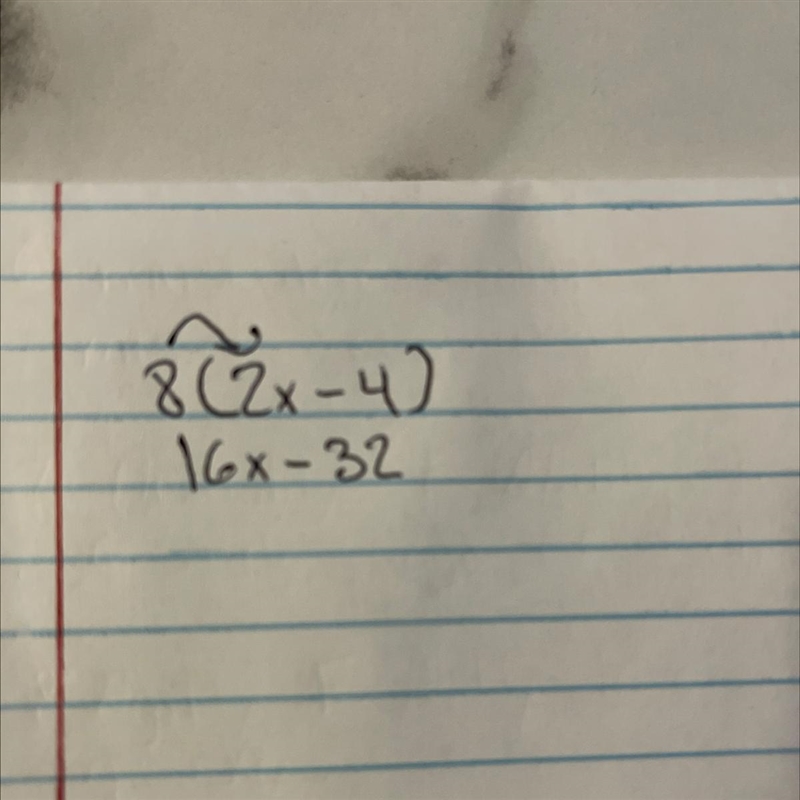 Expand an expression by using the distributive property. Example: 3(y + 8) = 3 • y-example-1