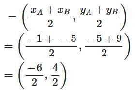 Find the MIDPOINT between the two points.* (-1,-5) and (-5, 9)-example-1