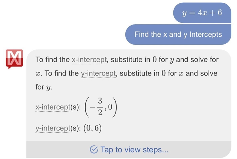 Find the x-intercept of the function y=4x+6-example-1