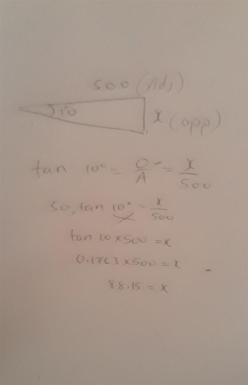 Find the value of x. Round to the nearest tenth. 10 IX 500 X = [?] Enter the number-example-1