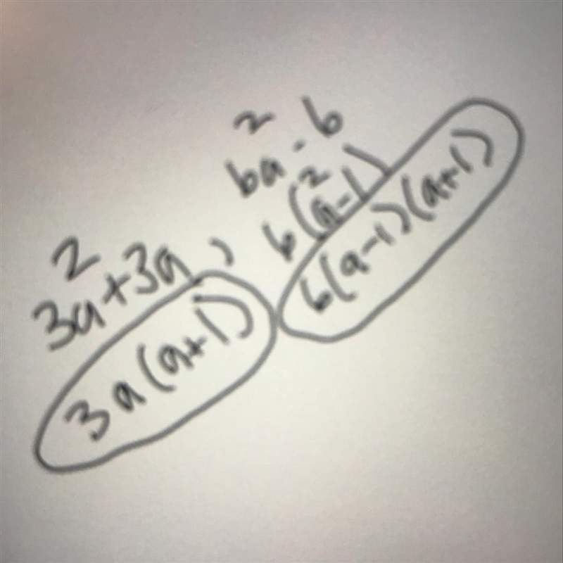 g) 3a ^ 2 + 3a , 6a ^ 2 - 6 ​-example-1