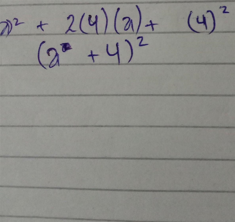 Find the factors of the equation a² + 8a + 16. (it's urgent)-example-1