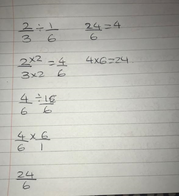 How do you rewrite 2/3 divided by 1/6 using a common denominator-example-1