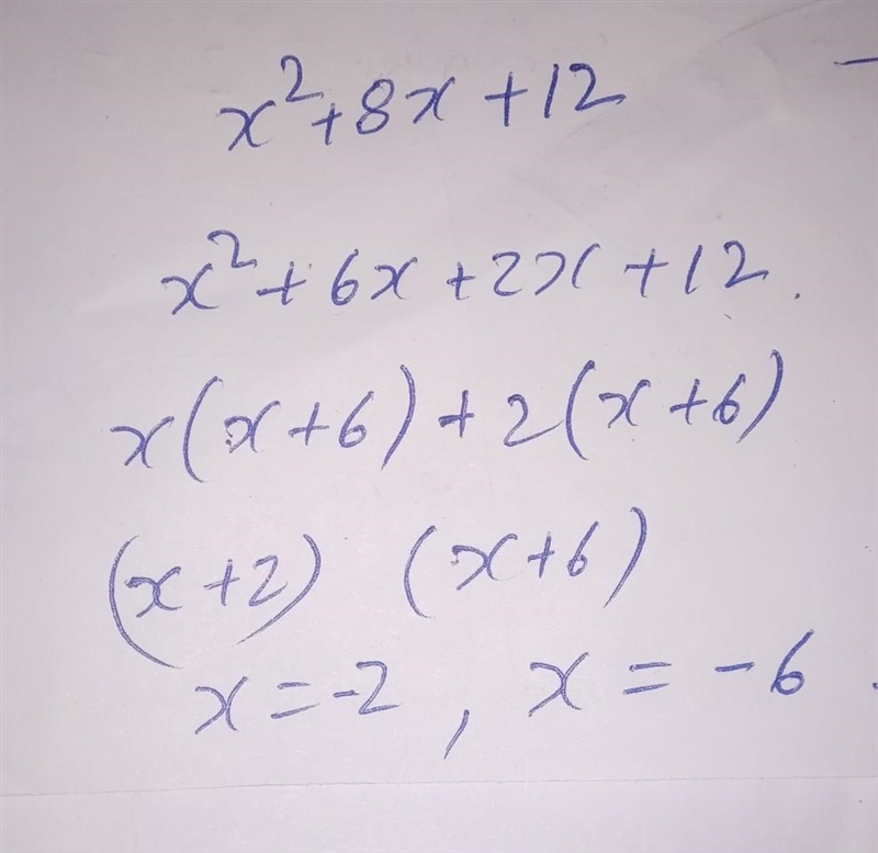 How to factorise x2 + 8x + 12-example-1