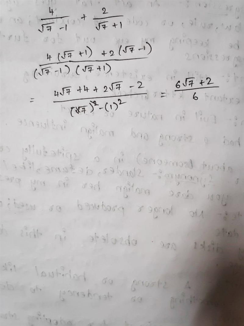 Solve 4/√7-1 +2/√7+1-example-1