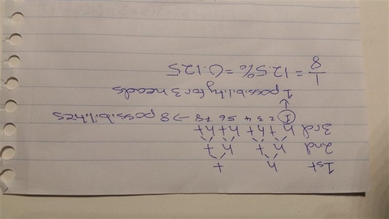 PLEASE HELP!! A fair coin is flipped 3 times. What is the probability of the coin-example-1