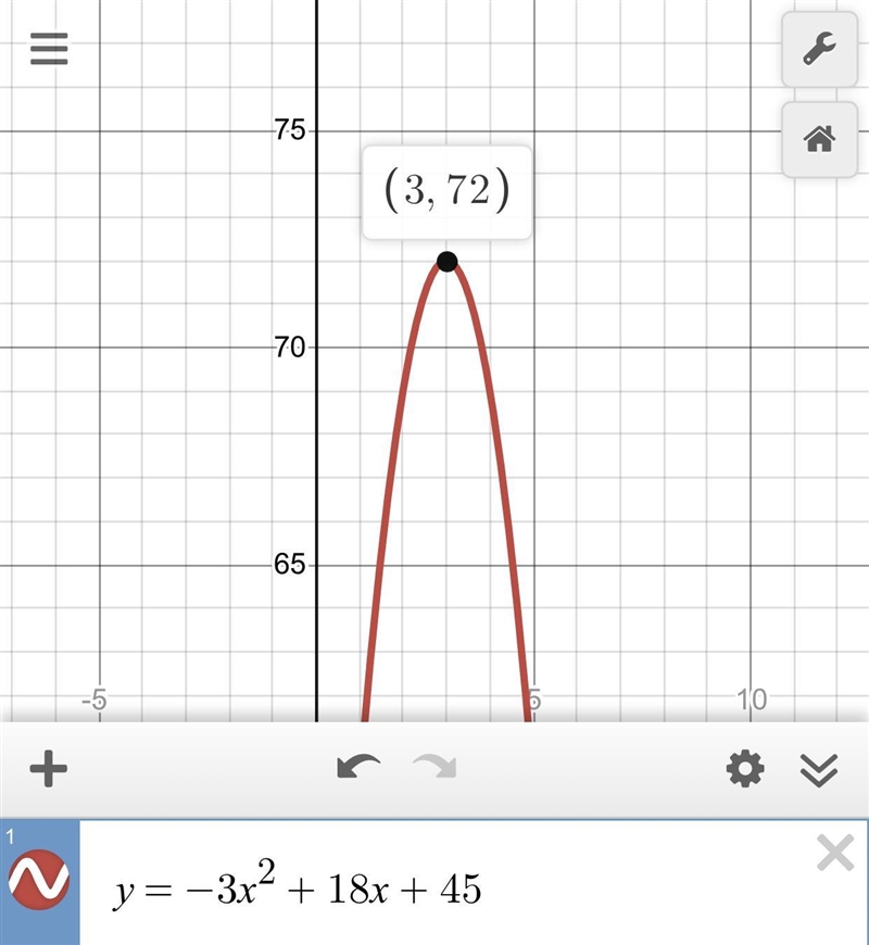 A golf ball is hit in not the air represented by the equation y= -3x^2+18x+45. The-example-1