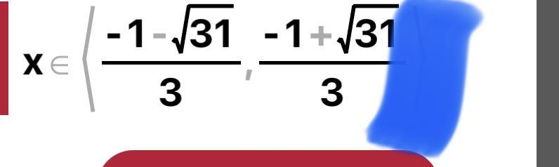 Can someone please solve 3x^2+4x-7<13-example-1