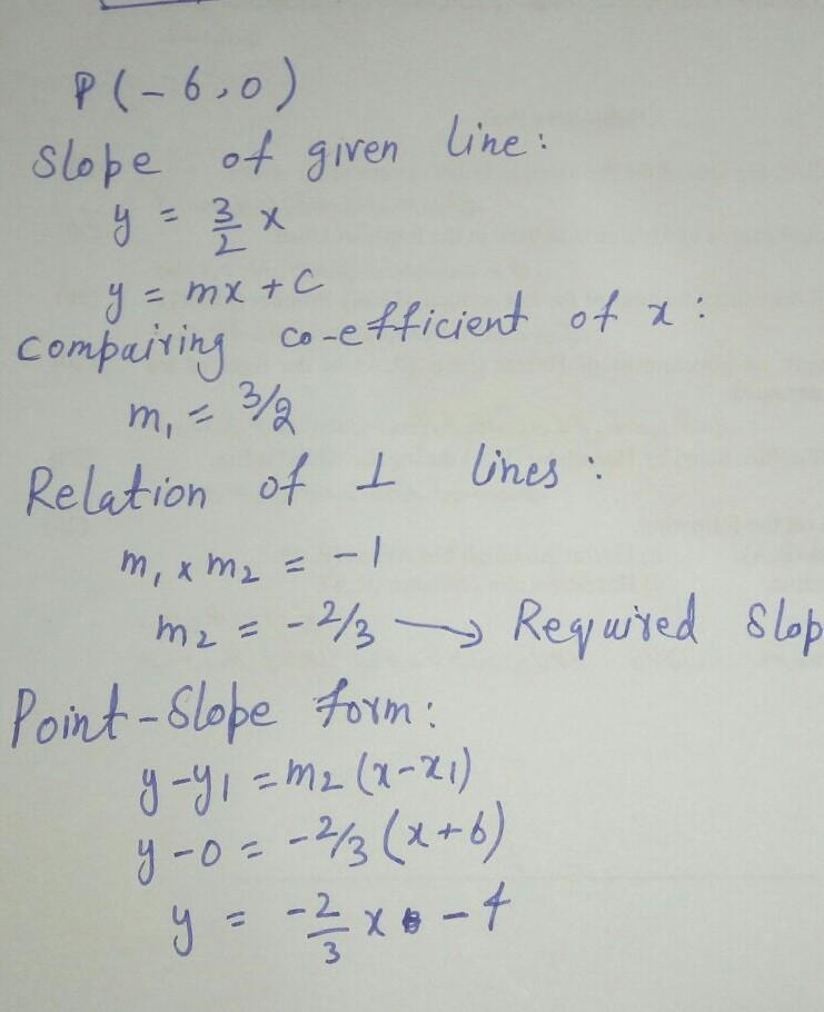 Write the equation of the line passing through point (-6,0) and perpendicular to y-example-1