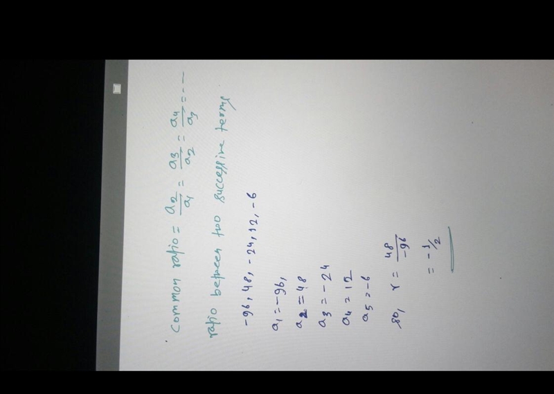 What is the common ratio of the geometric sequence below? -96, 48, -24, 12, -6, ...-example-1