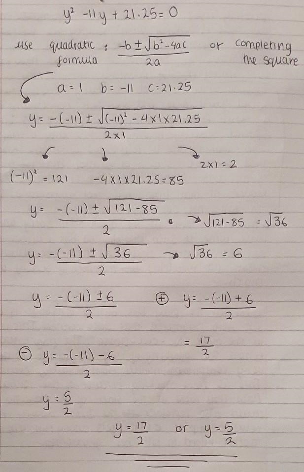 Y² - 11y + 21.25 = 0-example-1