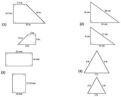 Which pairs of polygons are similar? Plz help-example-1