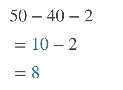 Which expression is equivalent to 50 – 40 - 2?​-example-1