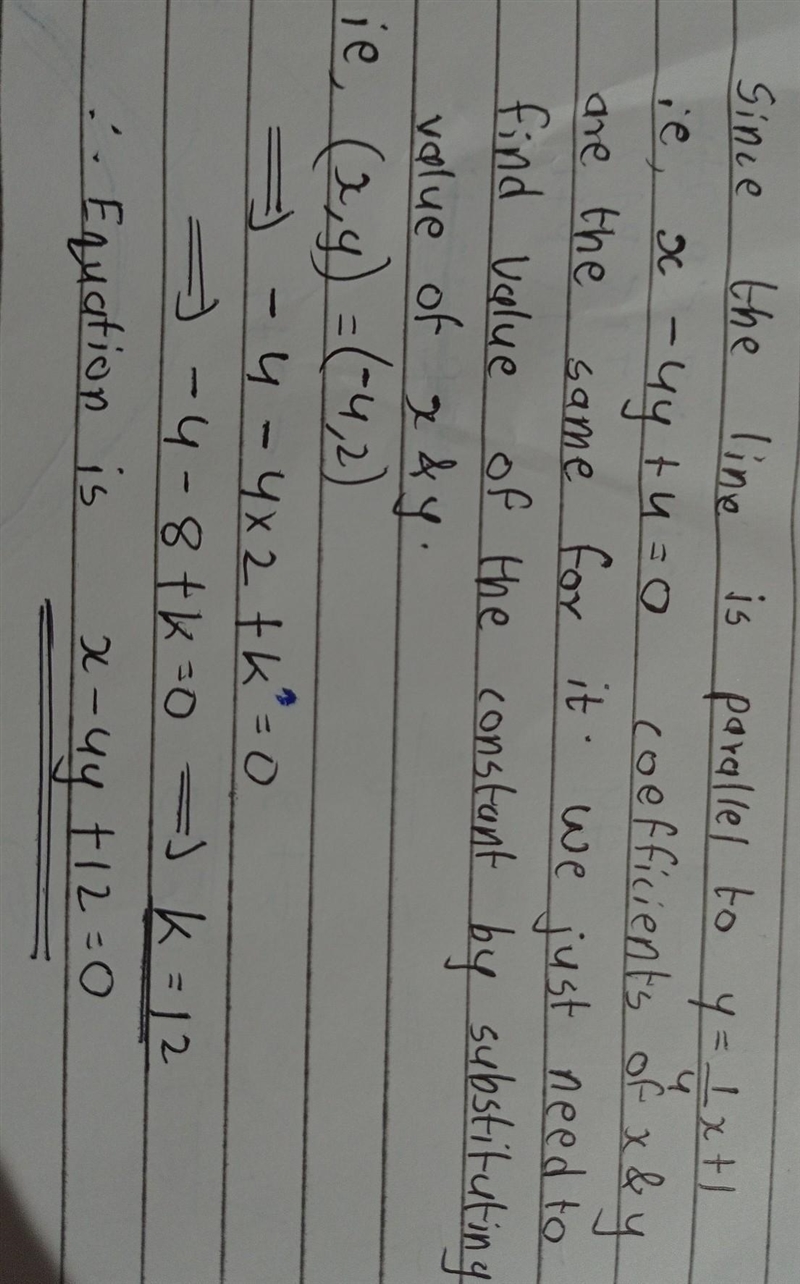 Write an equation of a line that passes through (-4,2) and is parallel to the line-example-1