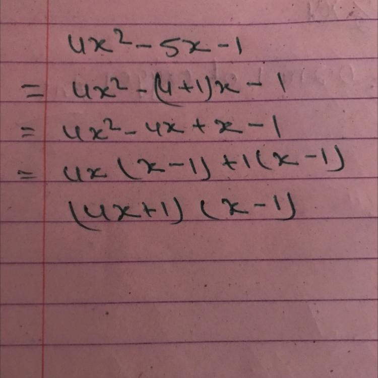 Factorisation of 4x^2-5x-1-example-1