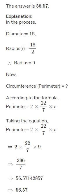 The diameter of the circle above is 18 cm. What is the circumference of the circle-example-1