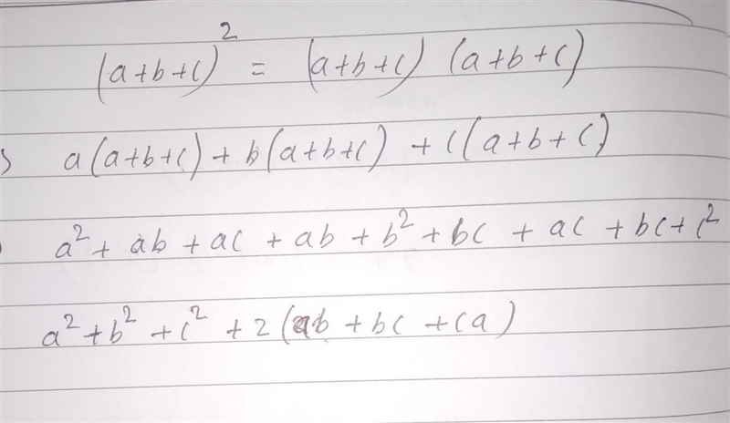 Which of the following is the square of (a + b + c)? help.​-example-1